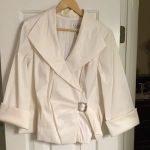 Formal white jacket with back zipper and crystal accent buckle